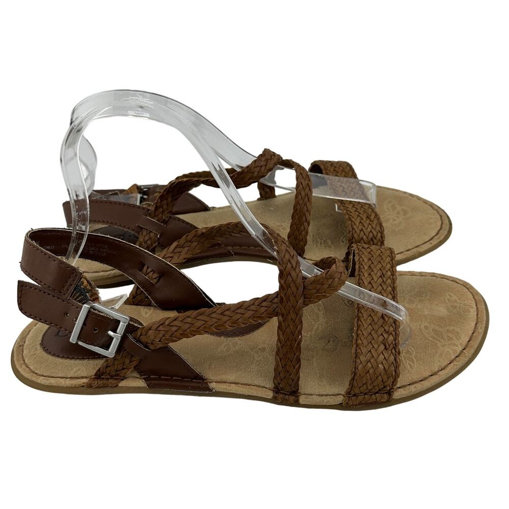 B.O.C Brown Vegan Leather Braided Adjustable Strap Flat Sandal Size 10M